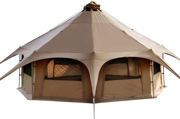Canvas Tent Bell Tent 16.4ft*High9.2ft with Stove Jack for Glamping Family Camping Zipped Removable Floor - Image 1