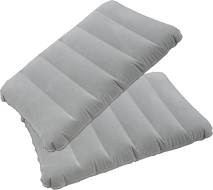 2 Pack Ultralight Inflatable Camping Pillow Squared Flocked Fabric Air Pillow for Hiking,Traveling,Napping,Desk Rest,Beach Neck Lumbar Support - Image 1