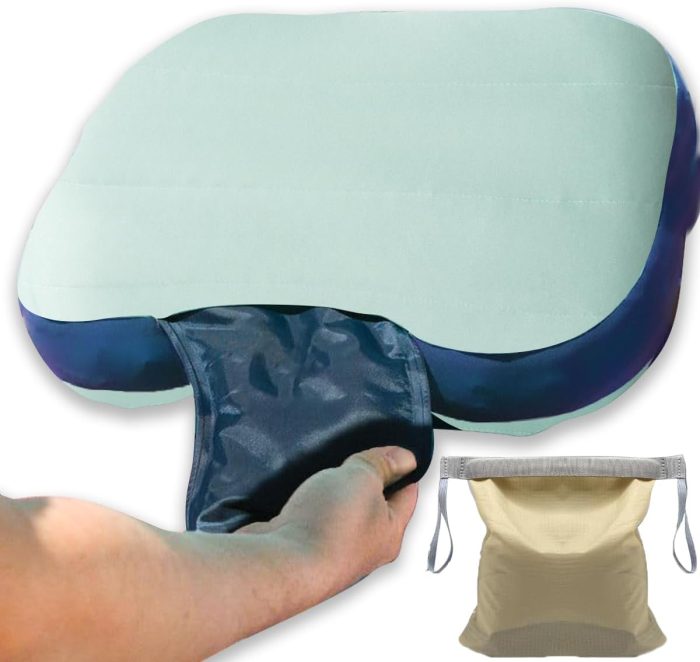 Beach Pillow, Inflatable Camping Pillow, Pool Pillow, Removable Pillowcase, Ultralight Neck and Waist Support, Suitable for Camping, Hiking, Backpacking (with Ice Pack) - Image 1