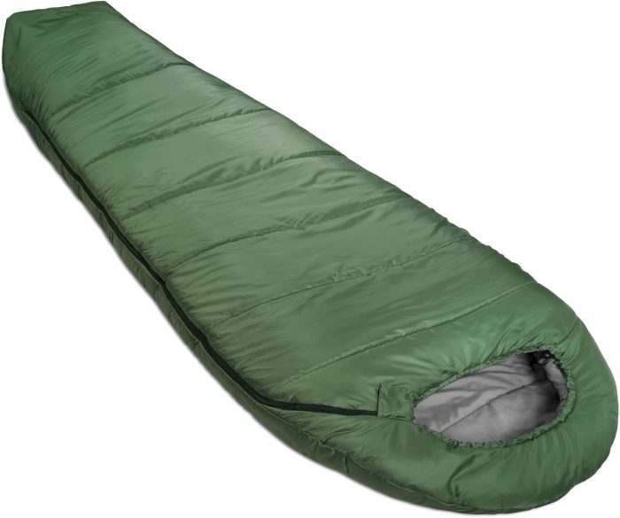 20°F Cold Weather Mummy Sleeping Bag, 82 Inches x 33 Inches, Olive Green - Image 1