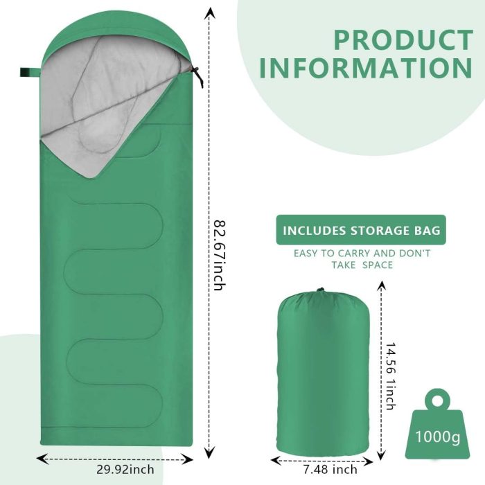 Sleeping Bags Portable Waterproof Camping Sleeping Bag for Adults Kids 4 Seasons Cold Weather or Warm Backpacking Hiking Mountaineering Indoor Outdoor Use - Image 2