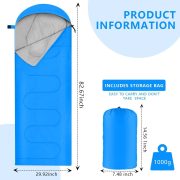 Camping Sleeping Bags for Adults Kids Waterproof Lightweight Sleeping Bag for Cold Weather or Warm Backpacking Hiking Mountaineering Indoor Outdoor Use - Image 2
