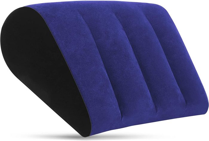 Inflatable Wedge Pillow Blue Minimalist Yoga Posture Aid Cushion Lumbar Leg Support Pillow Reduces Waist and Back Pressure Wedge Cushion for Sleeping, Leg Elevation, Travel - Image 1