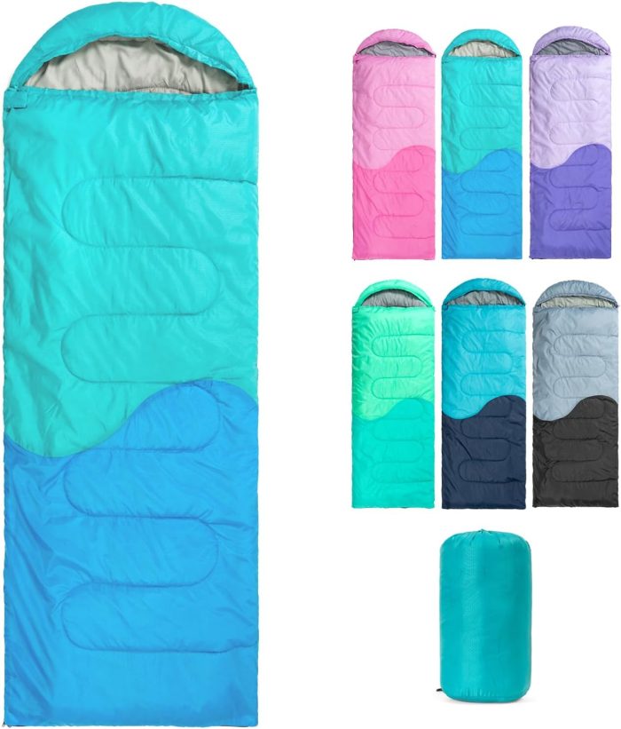 Sleeping Bag - 3 Seasons for Adults Kids Boys Girls Camping Hiking - Warm Cold Weather Lightweight Portable with Compression Bag for Backpacking in Spring, Summer, Fall and Winter - Image 1