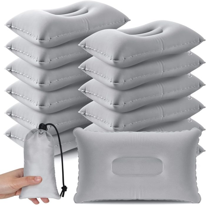 12 Pack Inflatable Camping Pillow with Storage Bags Ultralight Compressible Inflatable Pillow Blow up Compact Camping Travel Pillow for Backpacking Sleeping Summer Hiking Camp - Image 1
