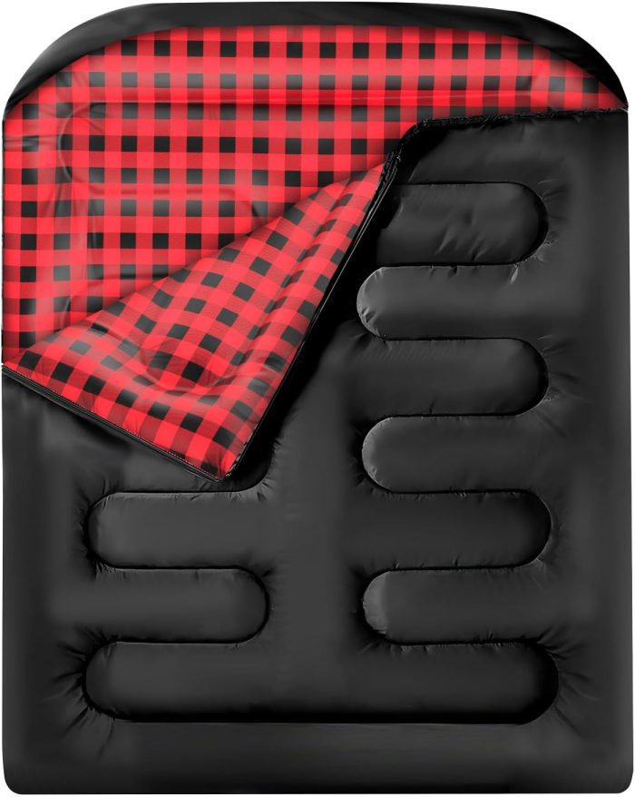 Double Sleeping Bags for Adults, Queen Size 2 Person All Season for Warm & Cold Weather | Fits Kids 10-12 (Girls & Boys) - Lightweight & Waterproof Camping Essentials for Hiking, - Image 1