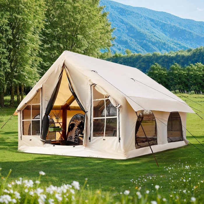 2025 Upgraded 100% Waterproof Inflatable Camping Tent, Large Blow-Up Air Tent, No Assembly Needed Luxury Glamping House, Oxford Fabric - Image 1