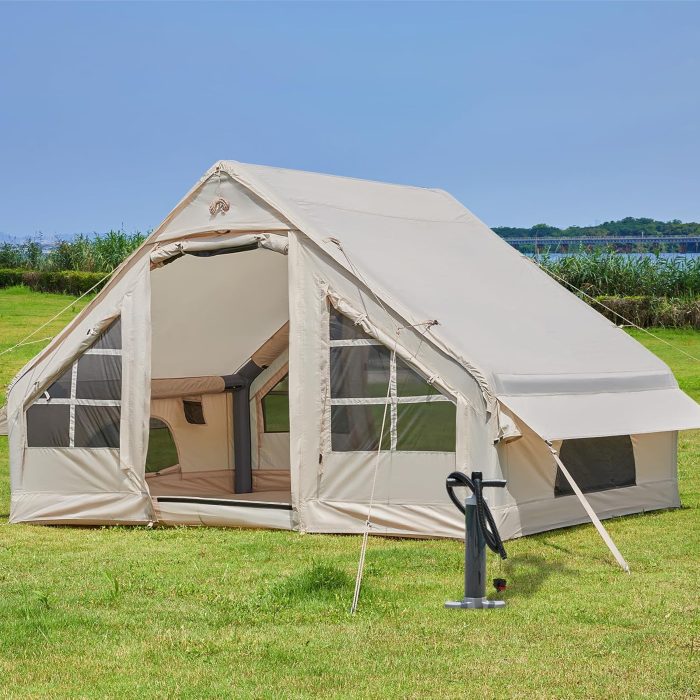 Inflatable Tent with Pump,4-6 Person Instant Glamping Camping Tents House, Easy Setup Blow Up Family Tents for 4 Seasons Waterproof Inflatable Tent for Camping with Mesh Windows. - Image 1